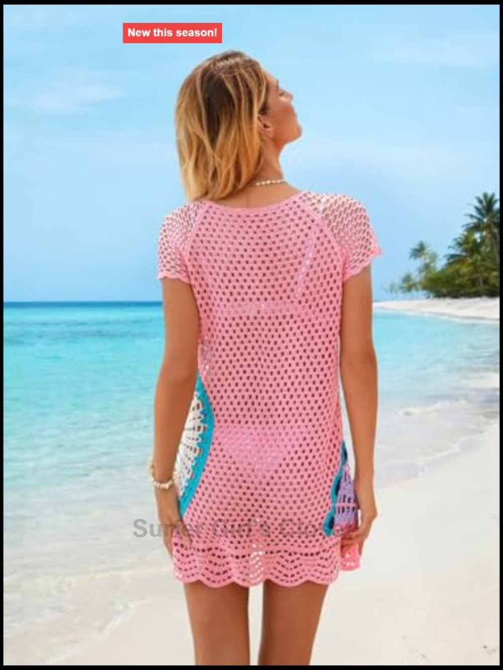 Boho Crochet Beach Cover Up Dress with 3D Mandala Embroidery - Picture 5 of 7